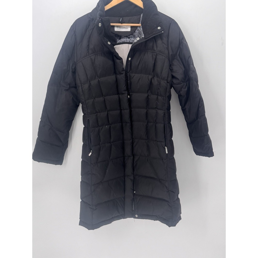 Calvin Klein Coat Womens Quilted Down Long Puffer Coat Size M